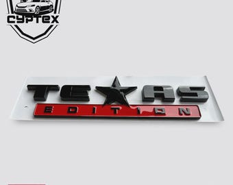 Universal 3D TEXAS EDITION Truck Emblem Badge Black & Red Decal
