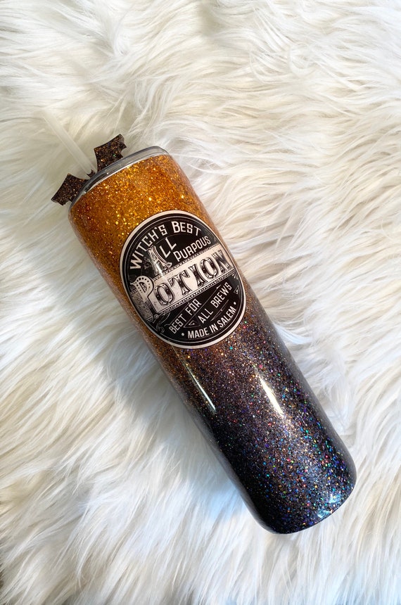 30 oz Skinny Halloween Tumbler with bat straw topper included