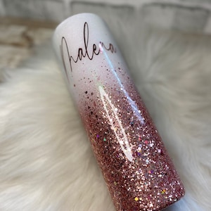 Rose gold glitter ombré tumbler