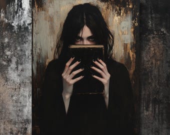Halloween Witch Portrait: Dark Academia Gothic Victorian Canvas Art