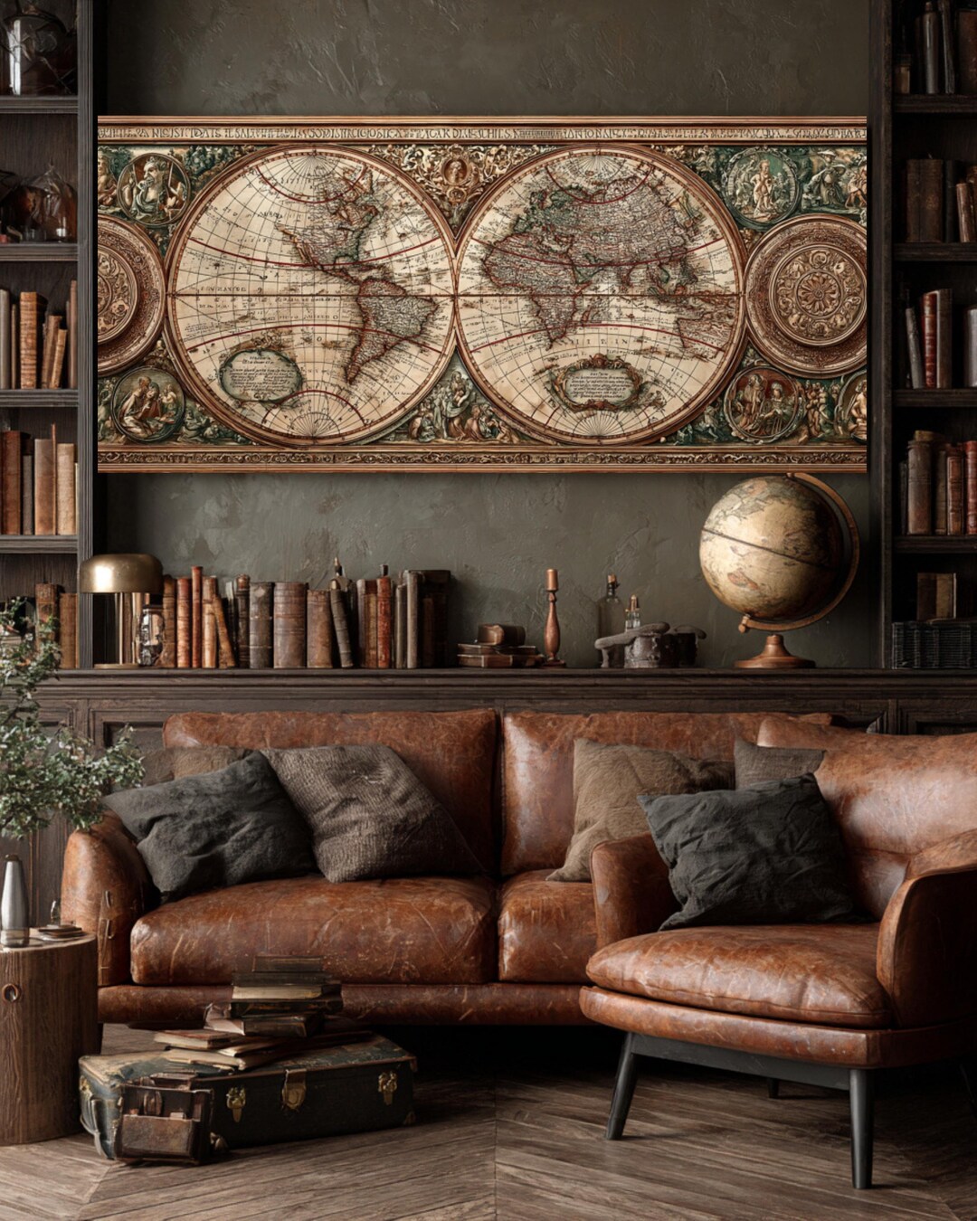 Antique World Map Art Print | Art History Styles Canvas - Etsy Australia