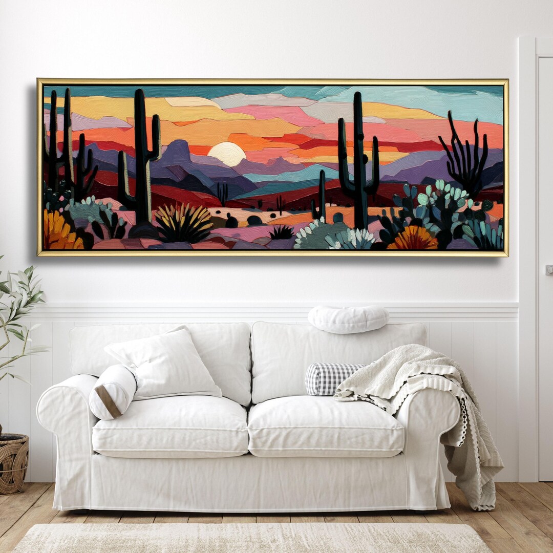 Desert Sunset Canvas Art, Saguaro Cactus Wall Decor, Southwest ...