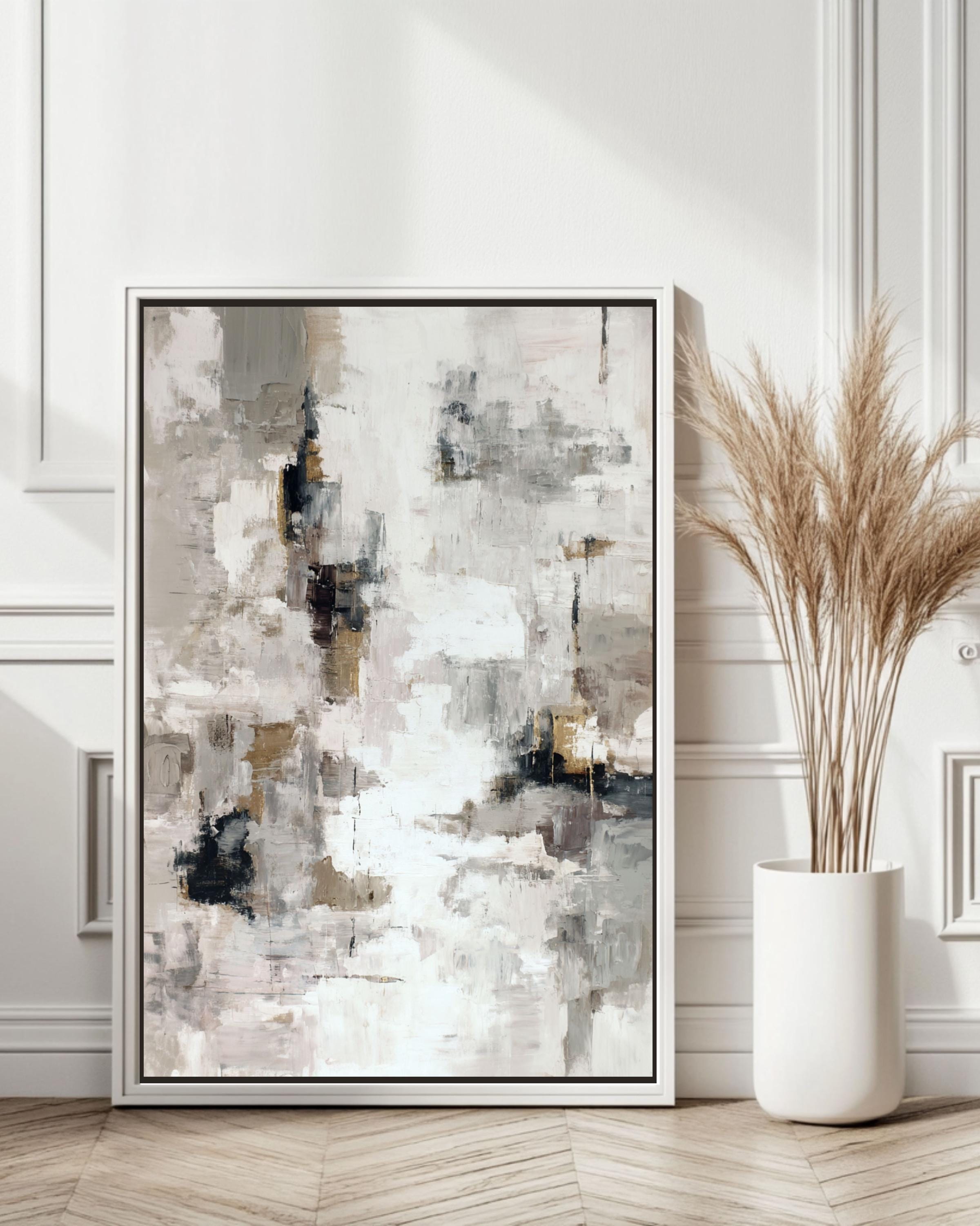 Modern Abstract Beige Gray Wall Art, Neutral Textured Canvas, Large ...