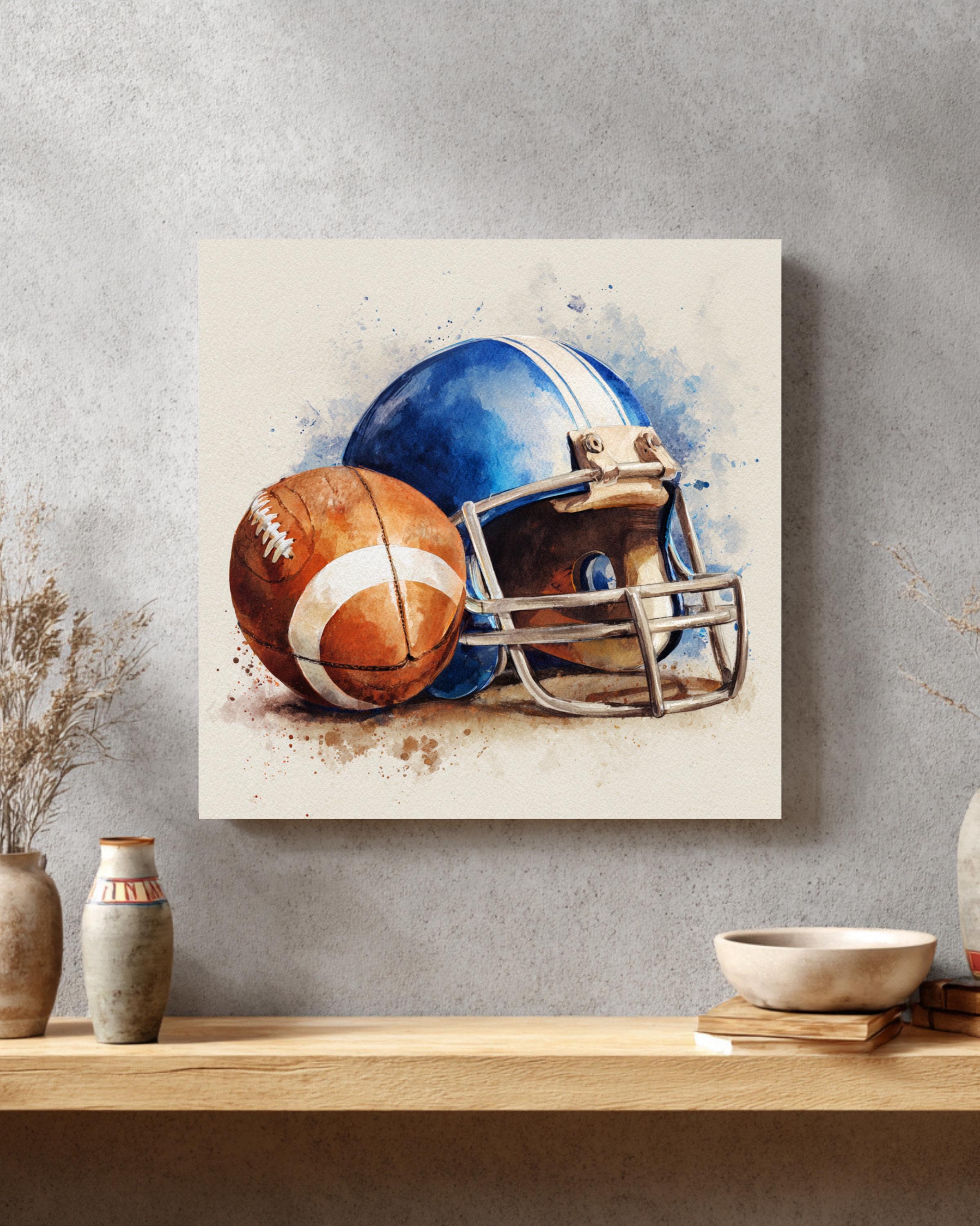 football field helmets hpainting veces Teenage Boy Bedroom Wall Art American Sport Poster Gym, football helmet Kids Room Decorations Canvas Print Sport Artwork for Home Decor Andy Reid & Patrick Mahomes