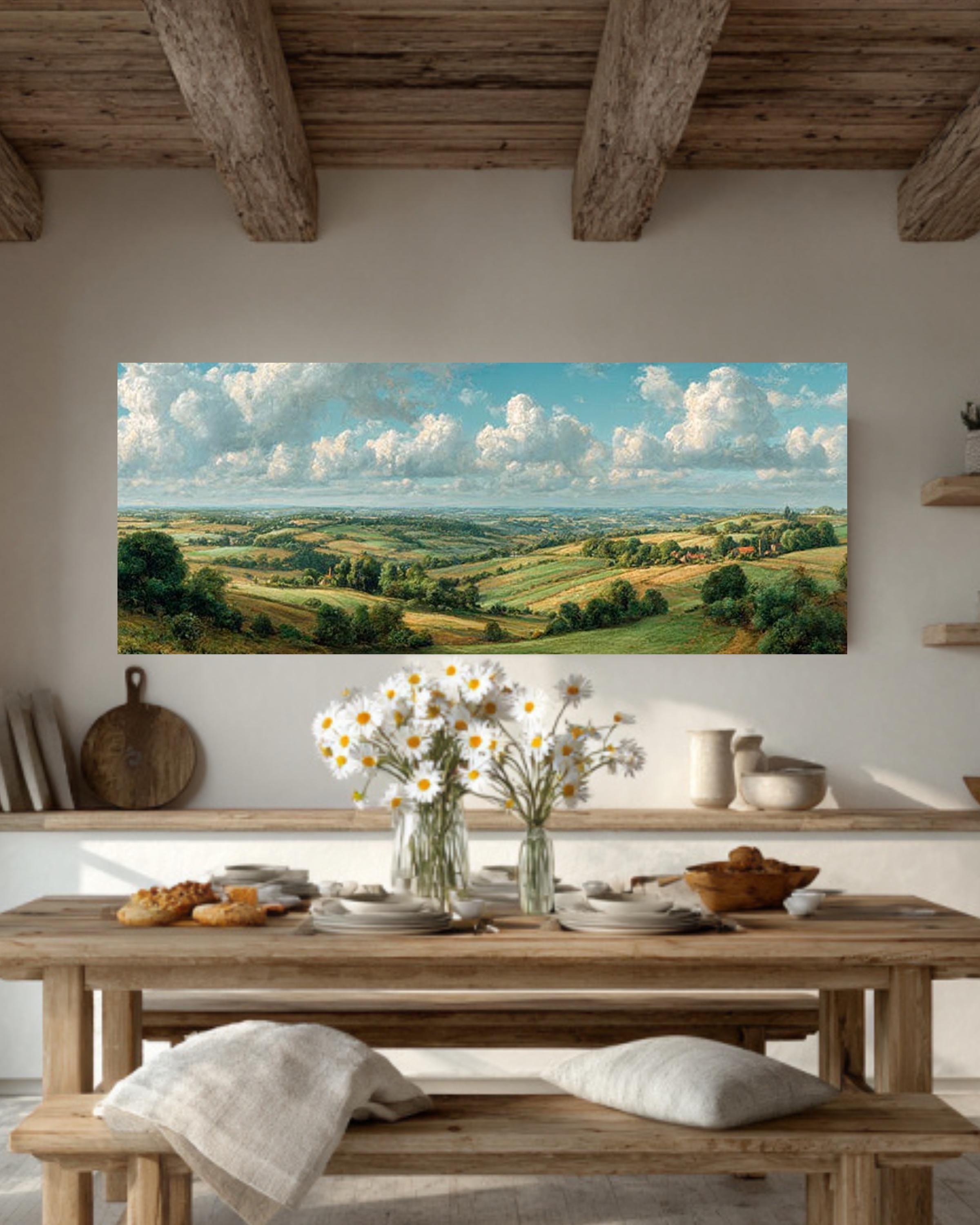 Vintage English Countryside Canvas Print | Millet Style Landscape