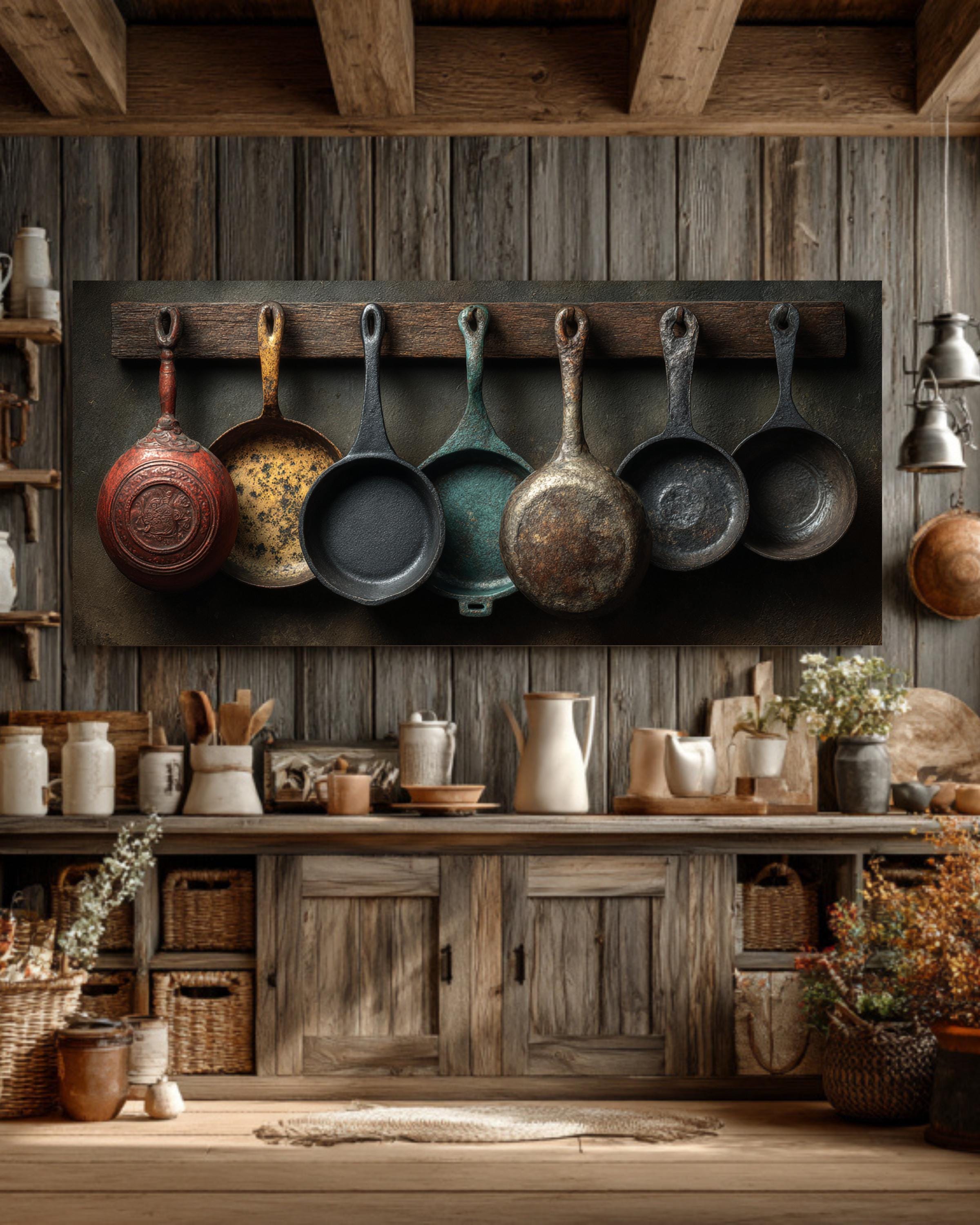Antique Cast Iron Pans Canvas Art | Vintage Kitchen Wall Decor - Etsy