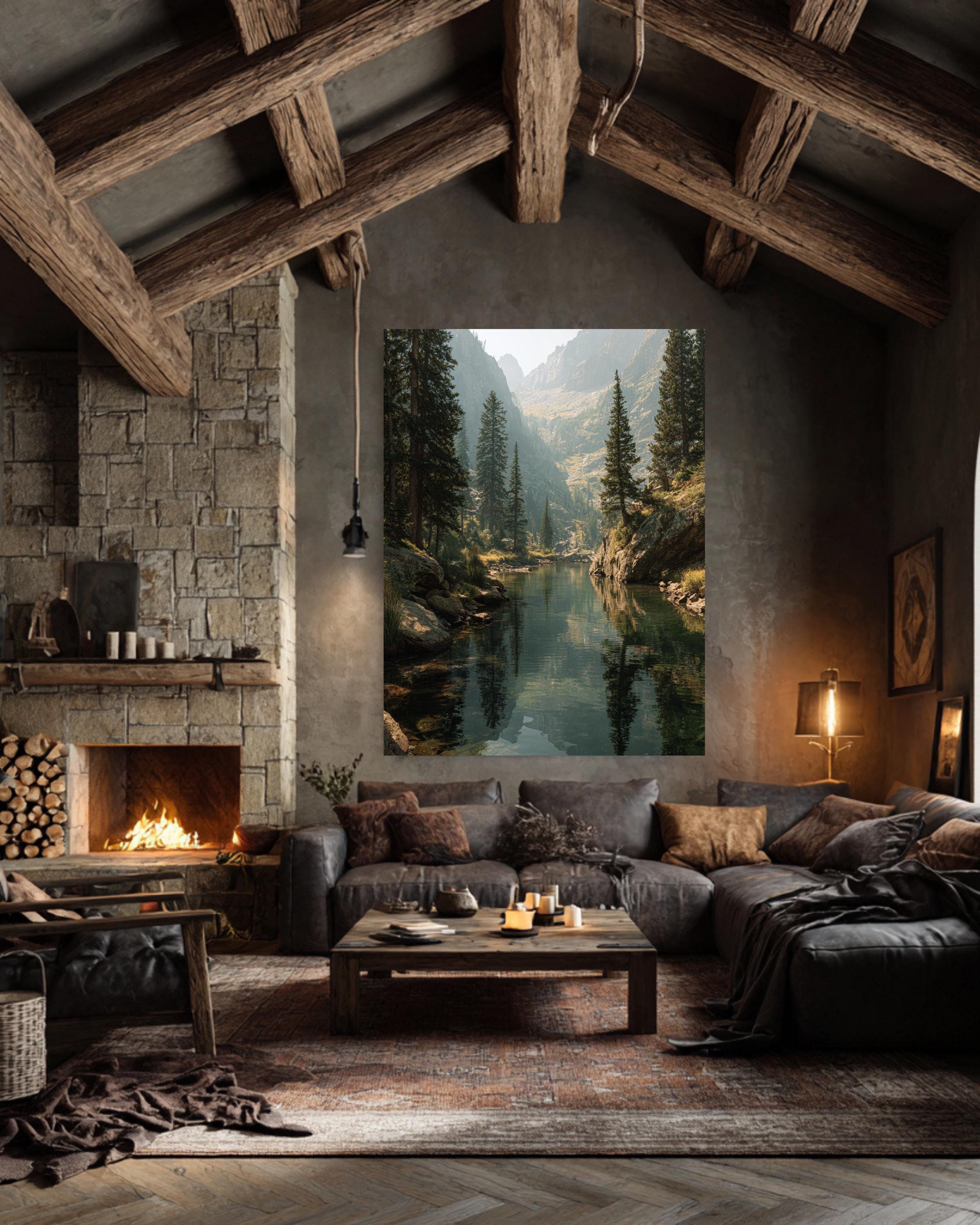 Rocky Mountain Lake Canvas: Cinematic Nature Landscape Wall Art - Etsy