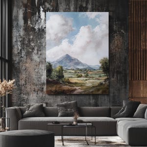 French Alps Watercolor Portrait – Mountain Landscape Wall Art, Corot Style Poster, Nature-Inspired Painting Print on Canvas or Paper