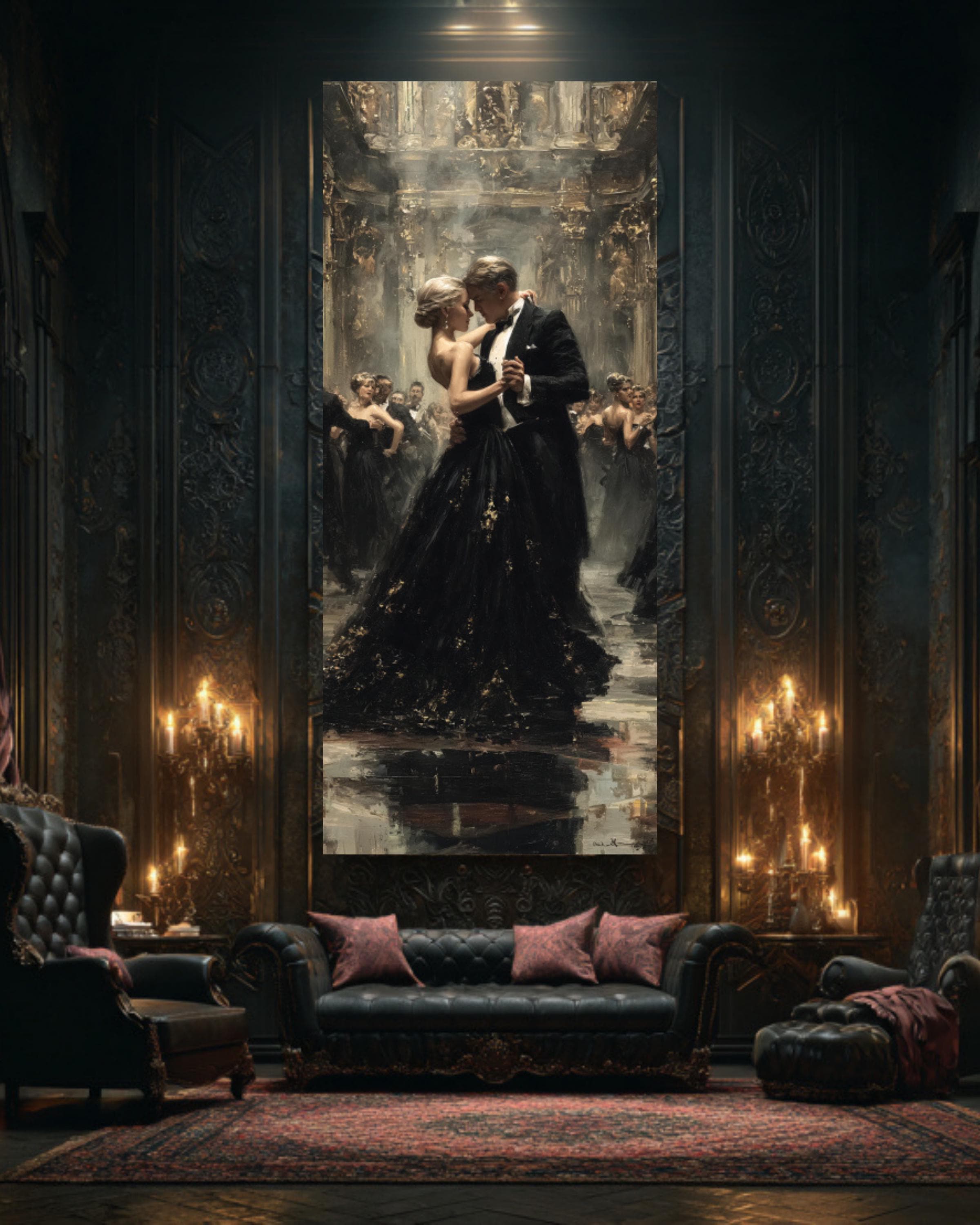 Gothic Ballroom Dance Canvas Art: Craig Mullins Style Mansion