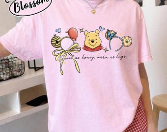 Camiseta Coquette Bow Disney Winnie The Pooh, Diadema Pooh Bear Vacaciones Familiares, Camiseta Pooh Honey & Co Disney Girl Trip, Niña de Cumpleaños Pooh