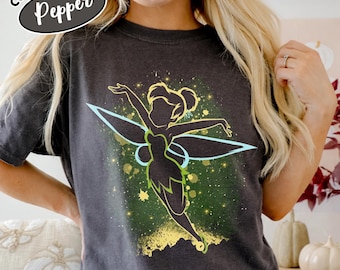 Koszulka Vintage Comfort Colors Disney Piotruś Pan Dzwoneczek, Koszulka Księżniczka Dzwoneczek, Koszulka Retro Y2K Disney Księżniczka, Koszulka w stylu Fairy Style