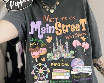 Camiseta Main Street Comfort Colors, Camiseta Disney Magic, Camiseta Fairy Spires Adventure, Camiseta Magical Boardal Pass, Camiseta Disney Adventure
