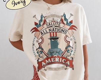 Comfortkleuren Een eerbetoon aan alle naties, maar vooral Amerika-shirt, Sam The Eagle-T-shirt, patriottische Disney World-top, 4 juli Epcot-outfit