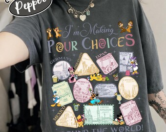 Camiseta retro "Estoy tomando decisiones por todo el mundo", camiseta para beber en Epcot, camiseta de Disney Epcot, camiseta del Epcot World Tour, camisetas familiares de Disney