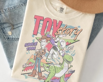 Disney Toy Story 1995 Retro Comfort Colors Shirt, Woody Buzz Lightyear Rex Tee, WDW Disneyland Family Vacation 2026 Trip, Disney Pixar Fest