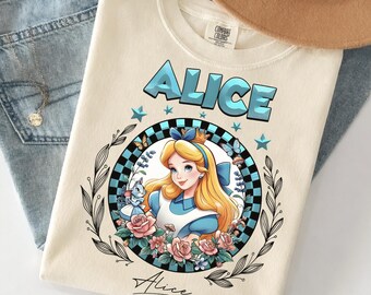 Camiseta vintage de Alicia en el País de las Maravillas: Camiseta de Alicia de Disney, Camiseta de la Princesa Alicia, Camisetas familiares a juego de Alicia en el País de las Maravillas, Camiseta del Gato de Cheshire