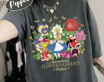 Retro Disney Alice in Wonderland Shirt, Alice in Flowers Tee, Epcot Flower & Garden Festival 2026 Shirt, WDW Family Matching Trip Tee