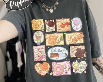 Niedliches Micky Maus Leckereien Kokette Schleife Shirt, Just Hier For The Snacks Zitat T-Shirt, Disney Food Lover Geschenk, Disneyland Familien Reise Outfit