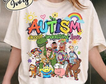 Camiseta de Toy Story para concienciar sobre el autismo, Sudadera "Hacia el autismo y más allá", Top de Buzz y Woody sobre el autismo, Sudadera de inclusión, Camiseta "Está bien ser diferente"