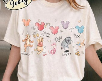 Camiseta Comfort Colors Disney Winnie the Pooh, Camiseta retro de Robin, Pooh, Oso, Tigger, Piglet y Eeyore, Reino Animal, Viaje familiar de vacaciones a WDW