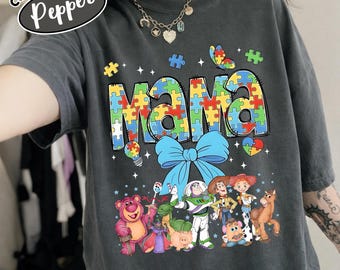 Camiseta de Toy Story para el autismo y más allá, camiseta de Disney Toy Story para concienciar sobre el autismo, camiseta con piezas de rompecabezas, camiseta para el autismo en el viaje familiar a Disneyland