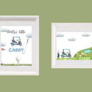 Daddy&#39;s Little Caddy, Mommy&#39;s Little Caddy, Golf Landscape in blue
