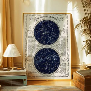 Vintage Constellation Map | Astronomy Wall Art | Printable Poster | Instant Download | Antique Star Chart | Celestial Decor