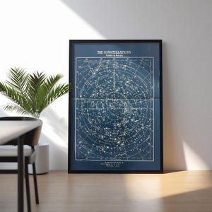 Vintage 1900s Star Constellations Map | Antique Astronomy Poster | Celestial Chart Art | Classic Space Decor