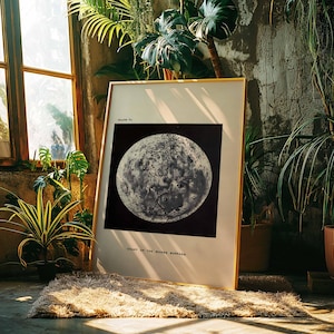 Moon Surface Vintage Digital Art | Space Print | Astronomy Printable Poster | Instant Download Wall Art Decor