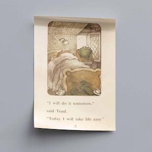 Frog and Toad Vintage Printable Poster | Relaxing Wall Art | Cozy Children&#39;s Book Quote | Digital Download