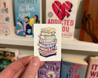 Stack of Books Kiss-Cut Stickers | Book Stack Illustration Sticker Sheet