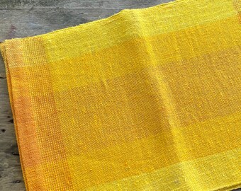 Vintage Linen Place Mats by Helmi Vuorelma Made in Finland Woven Orange and Yellow Ombre with Texture