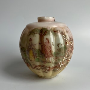 Antique Lamp Shade Hand Painted Victorian Couple