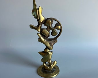 Brass Art Sculpture Contemporary Abstract Signed and Dated 1988