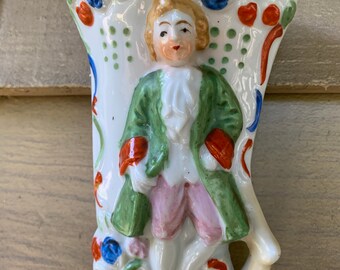 3905 コロニアル・レディ 磁器製 壁掛けポケット花瓶 日本製 1950年