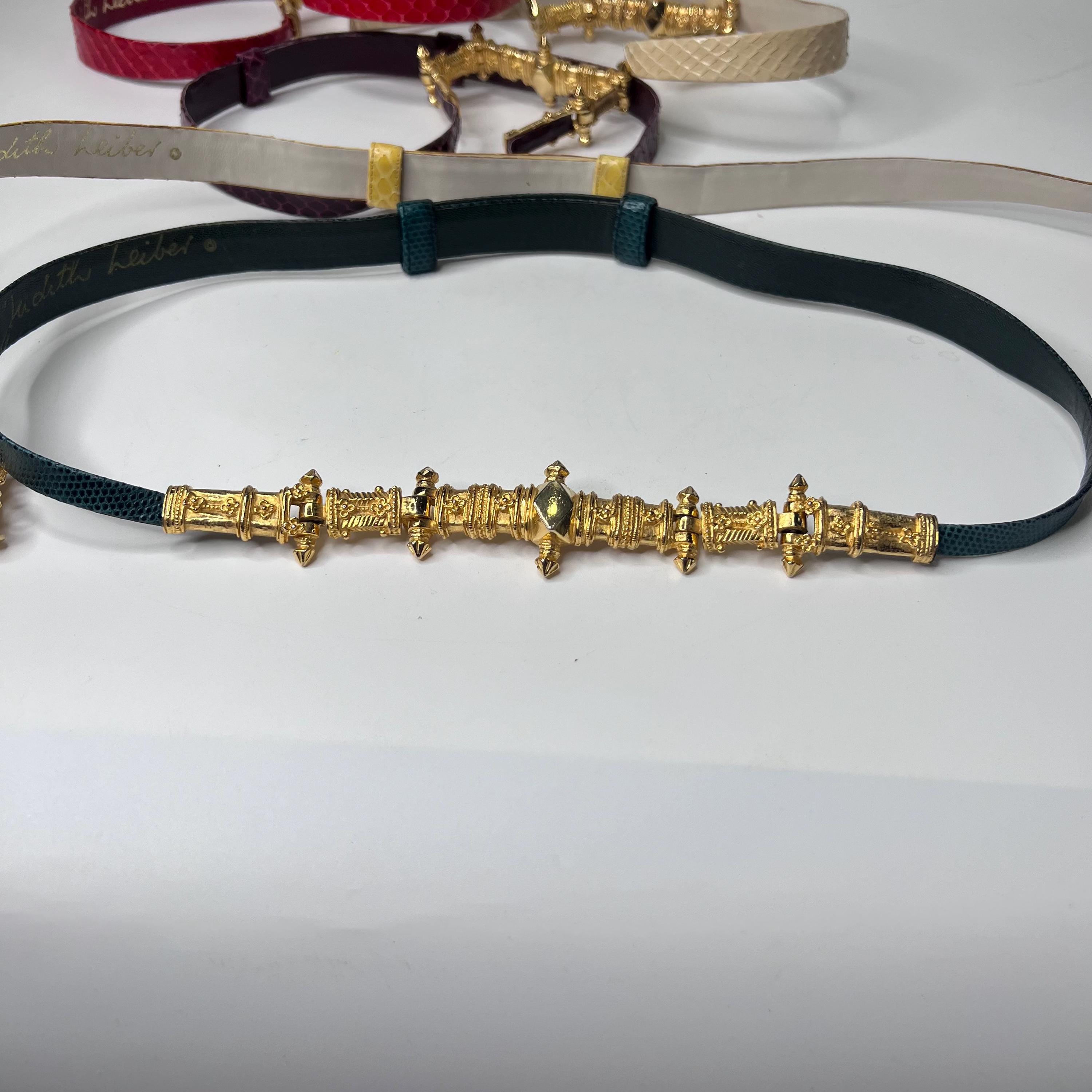 Judith Leiber Belt Snake Skin With Gold Buckle Signed Choice  display picture 1