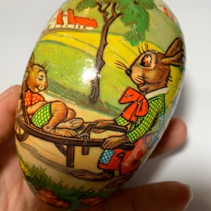Paper Mache Egg 1950s Western Germany Easter Candy Holder Easter Basket Egg