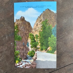 Leinen Postkarte Pillars of Hercules Colorado Spings unbenutzt unbeschrieben 1940er Jahre Postkarte