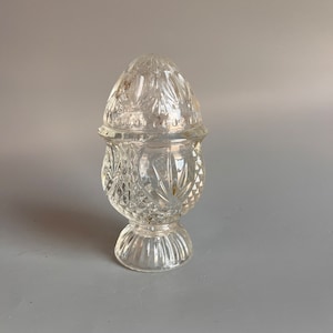 Small Glass Candy Jar or Trinket Box Clear Pressed Glass with Lid