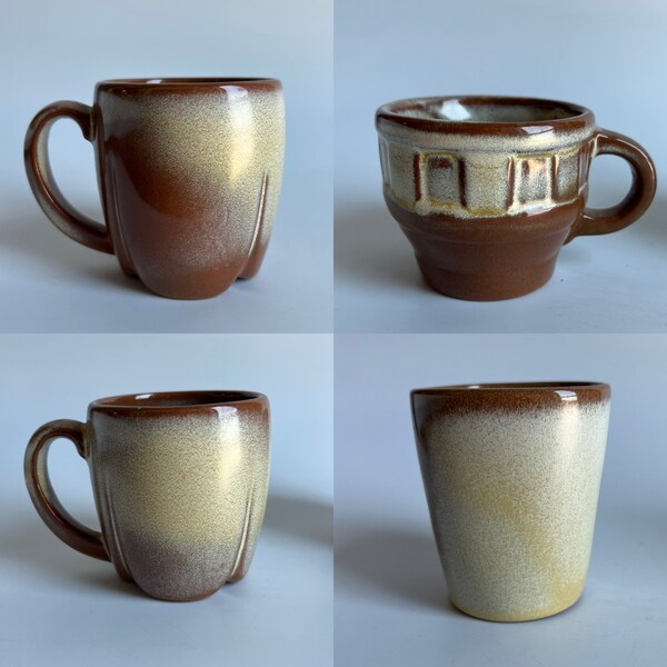 Frankoma Pottery Mugs Coffee Cups Your Choice Brown and Beige Desert Sand