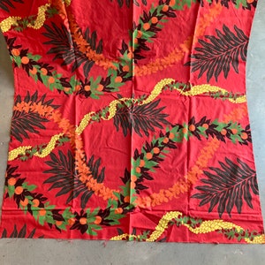 Vintage Tropical Fabric Orange and Green Mod Contemporary Floral 44&quot; wide 3 Yards