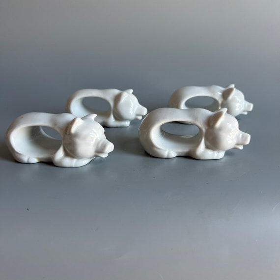 Pig Napkin Ring Holders White Made in Japan Old Sticker Etsy