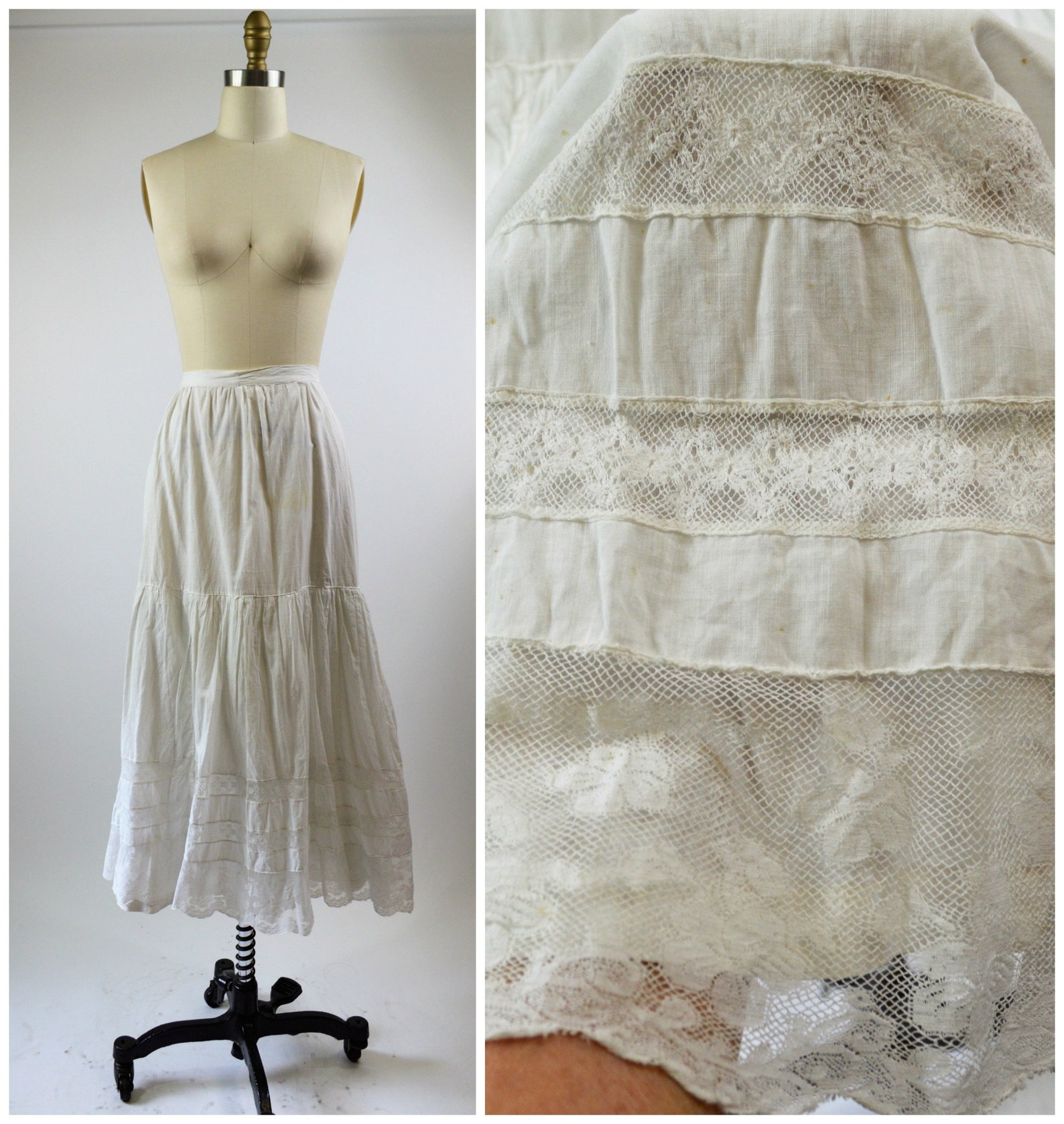 Edwardian Petticoat White Linen Skirt with Beautiful Delicate | Etsy