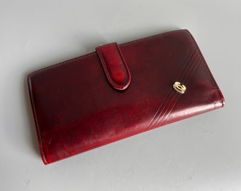 Vintage Womens Wallet Oleg Cassini Red leather with Coin Purse