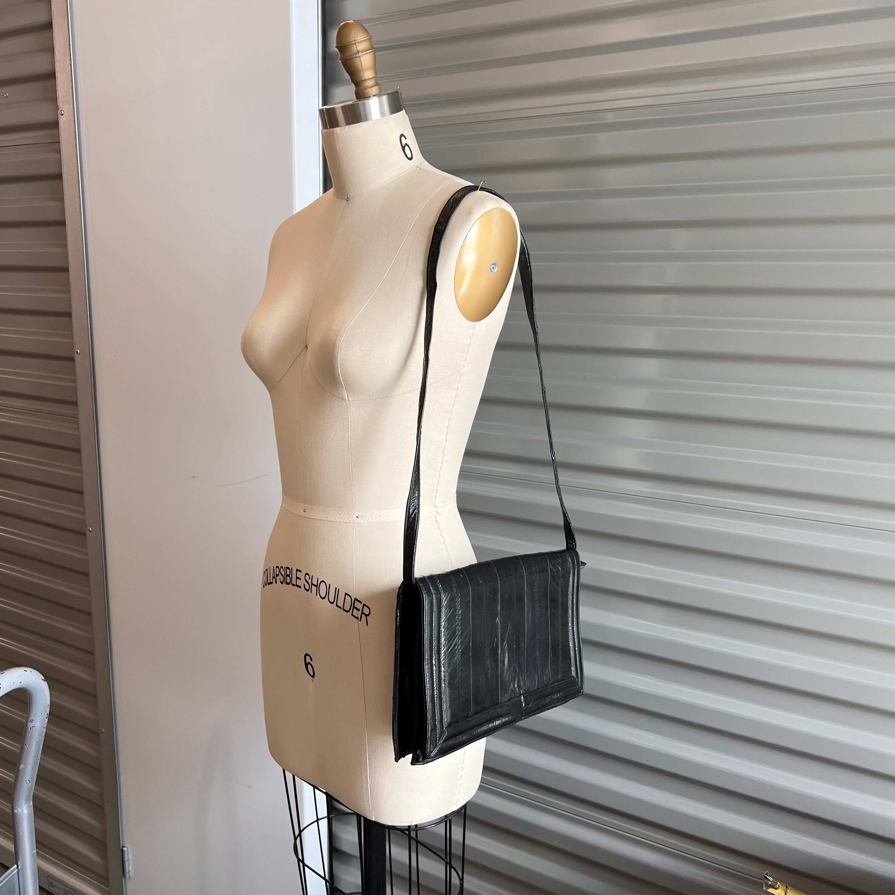 Pochette Vintage En Cuir D'anguille Véritable - Sac à Main Femme Soirée, Noir
