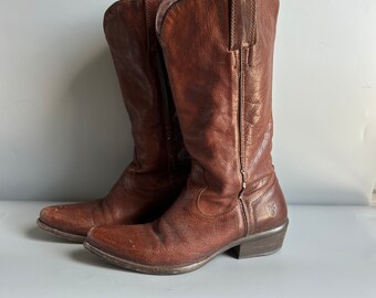 Womens Frye Boots Brown Leather Cowboy Boot Size 7 B