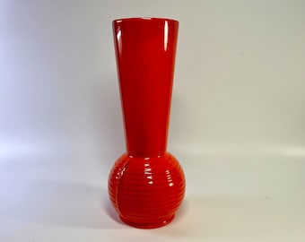 Vintage Orange Lava Speckle Pottery Vase - 13" Tall