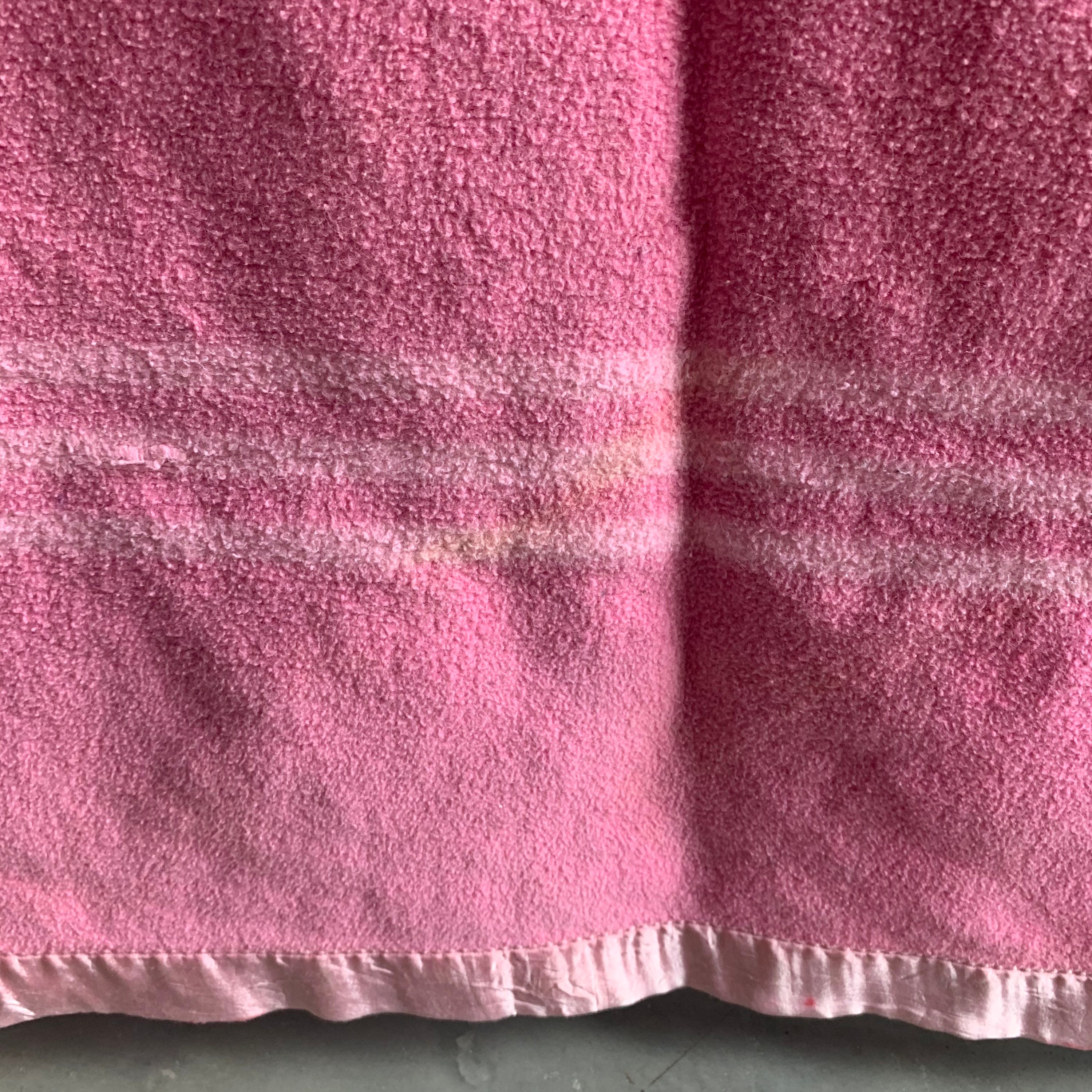 Vintage Pink Wool Blanket Single Bed Etsy