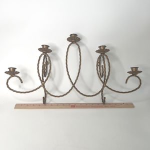 Vintage Metal Candle Wall Sconce Candle Holder Holds 5 Candles Twisted Rope Iron Gold