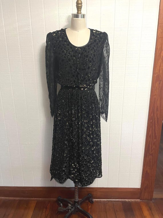 1970s Valentino Night Evening Dress Black and Gold Polka Dot With Lace Size  Medium - Etsy
